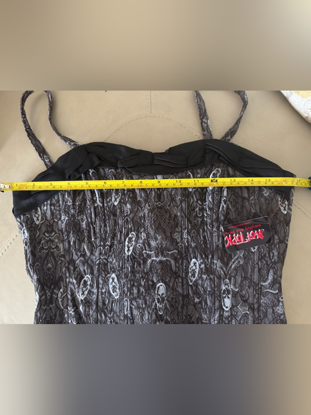 Tripp NYC Black and Gray Lace-Up Skull Print Bustier Cami - Picture 8 of 8